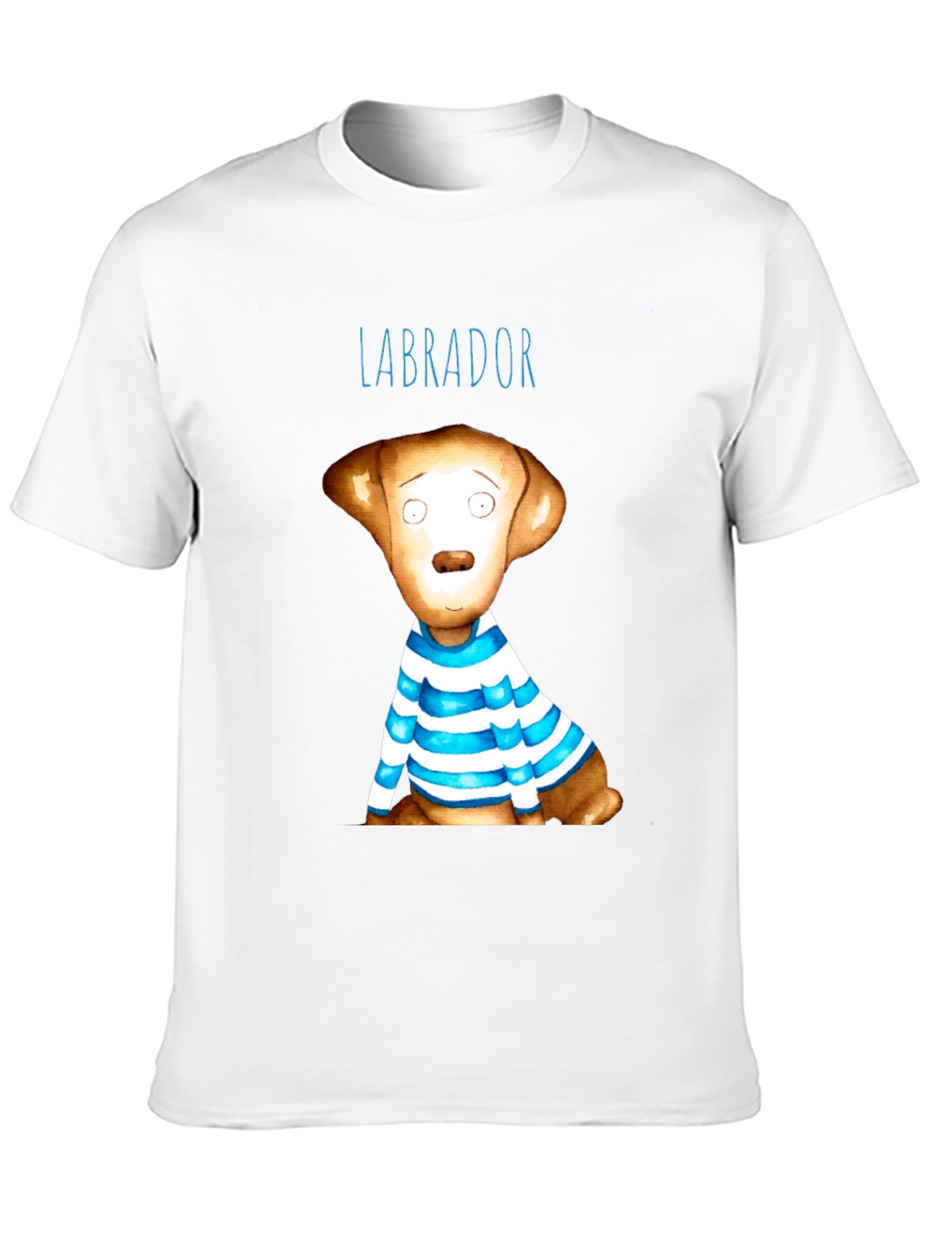 Labrador Dog Graphic Tee - Striped Shirt Design