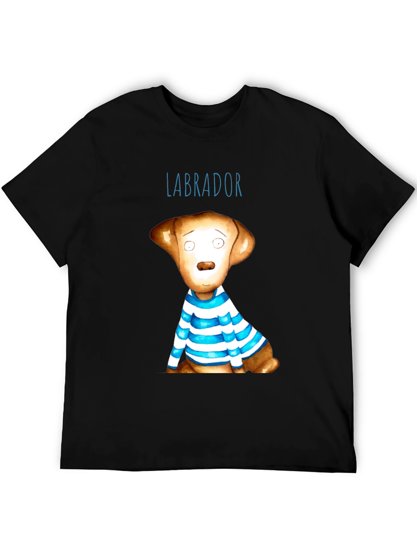 Labrador Dog Graphic Tee - Striped Shirt Design