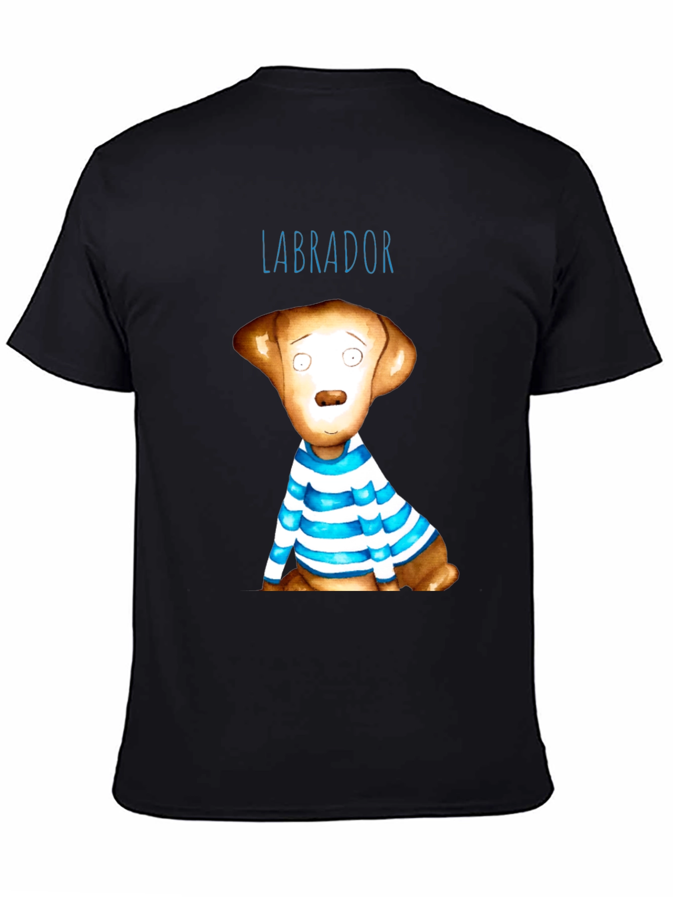 Labrador Dog Graphic Tee - Striped Shirt Design