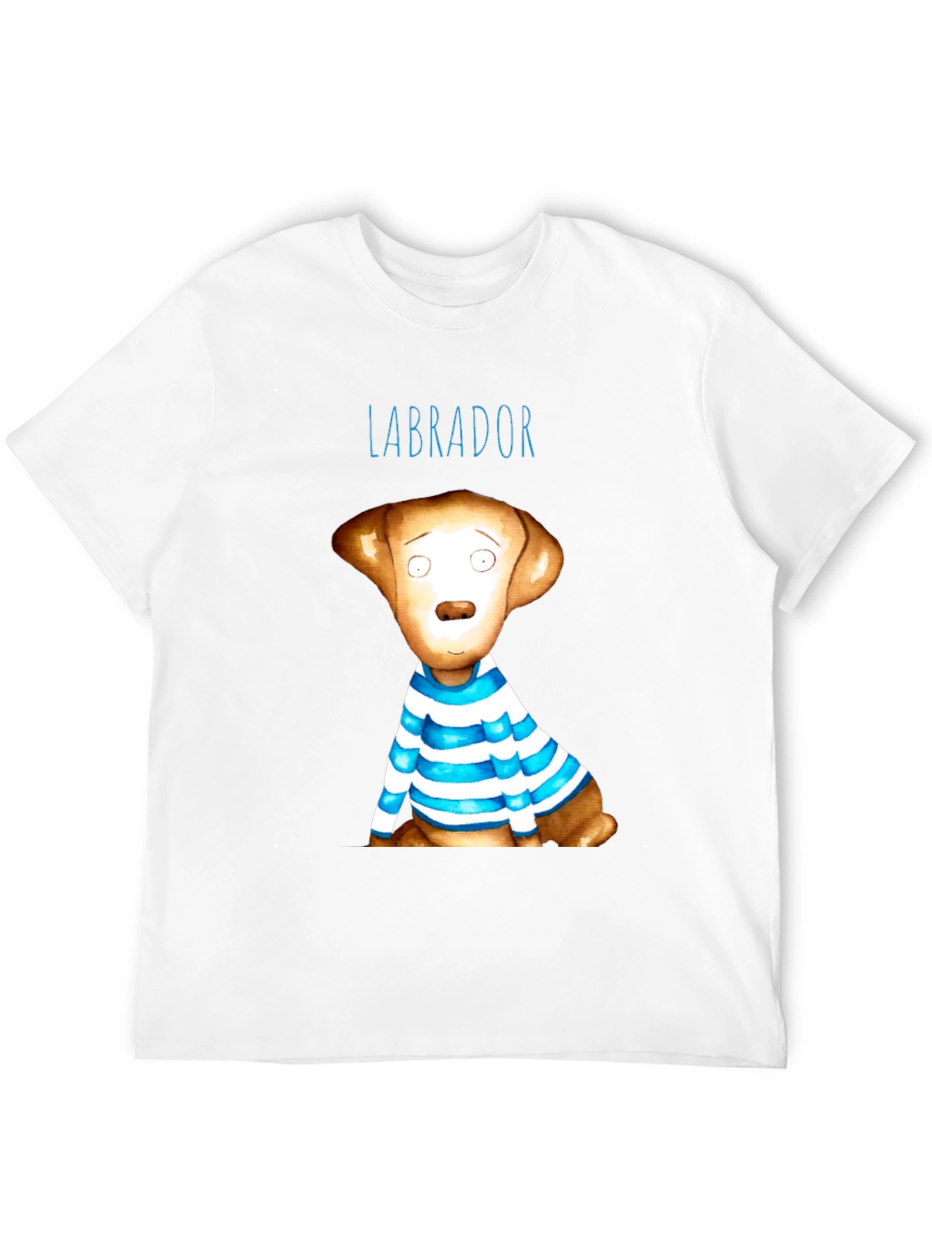 Labrador Dog Graphic Tee - Striped Shirt Design