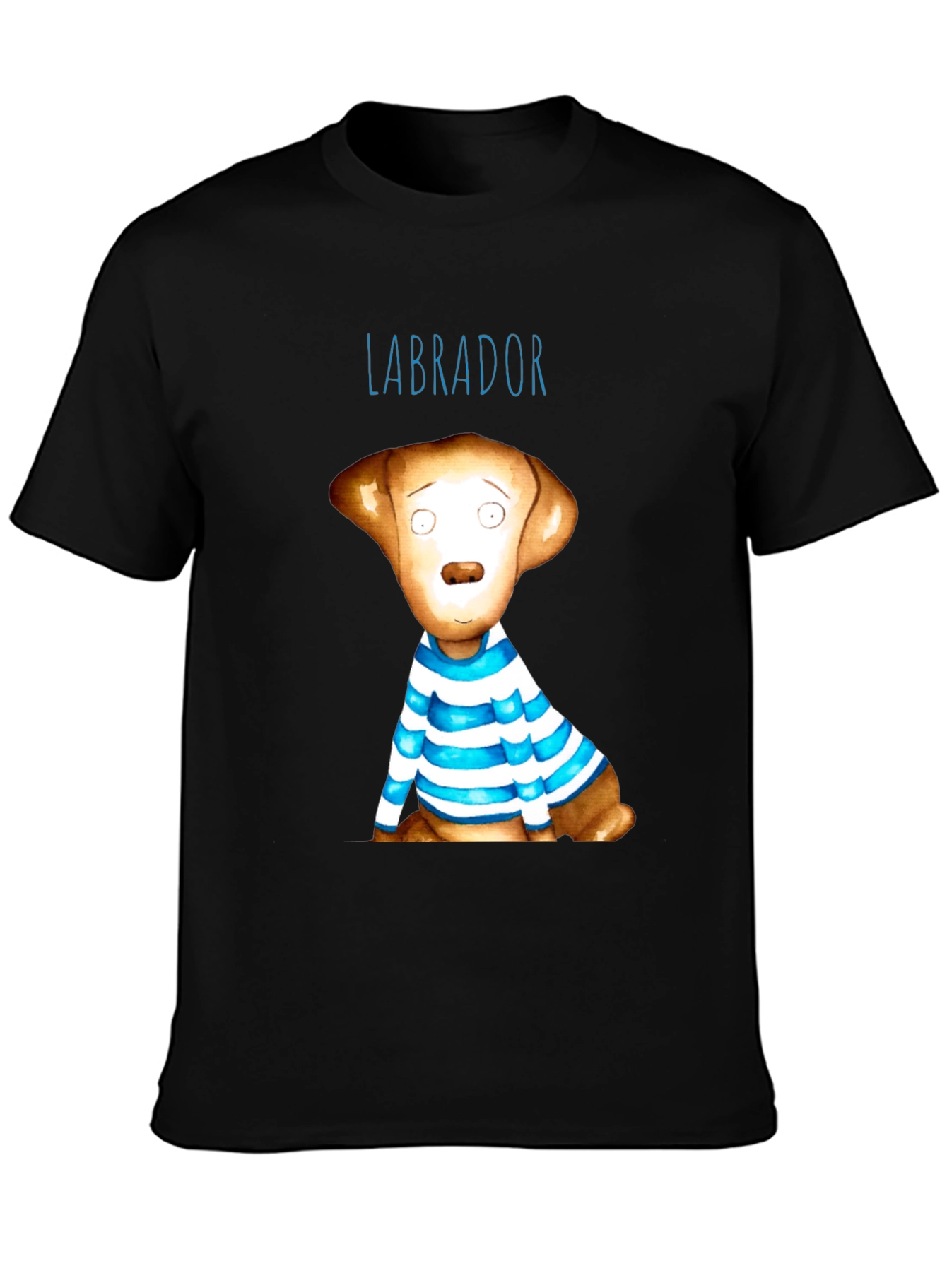 Labrador Dog Graphic Tee - Striped Shirt Design