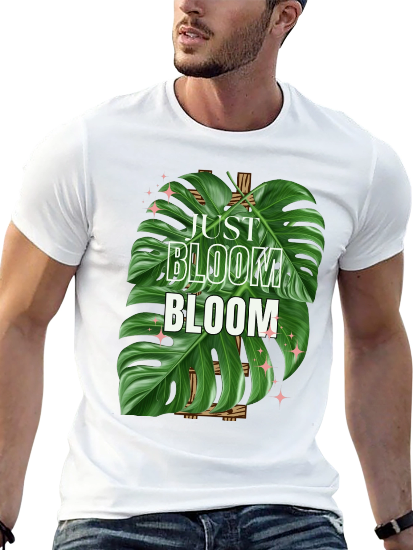 Just Bloom T-Shirt - Tropical Monstera Leaf Design