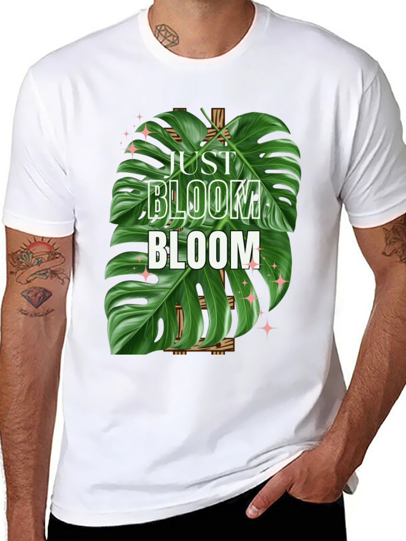Just Bloom T-Shirt - Tropical Monstera Leaf Design