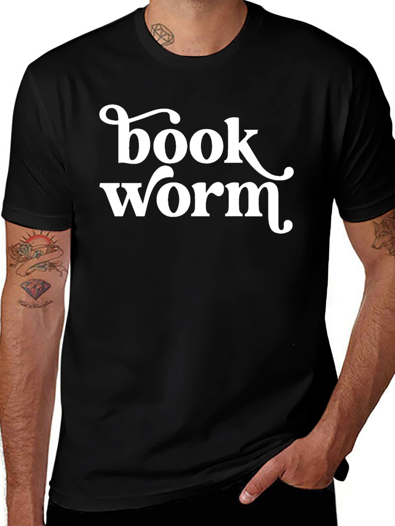 Bookworm Graphic T-Shirt - Black Cotton Tee