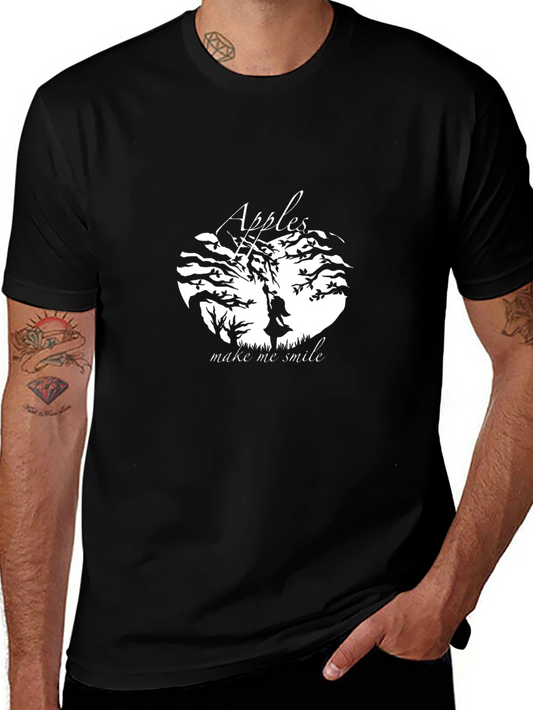 Apples Make Me Smile Graphic Tee - Black Unisex T-Shirt
