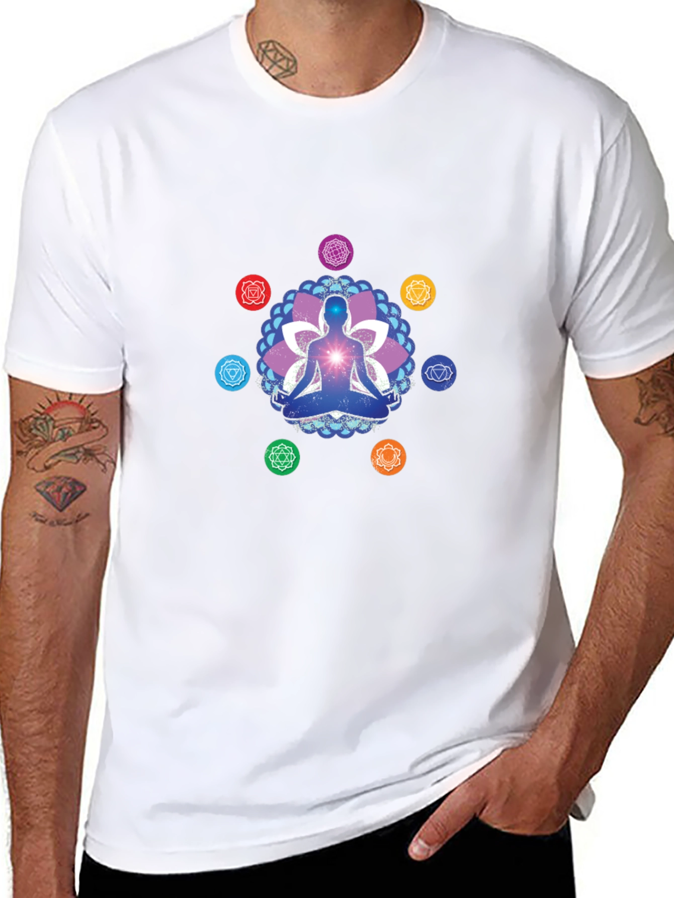 Chakra Meditation Graphic Tee - Spiritual T-Shirt