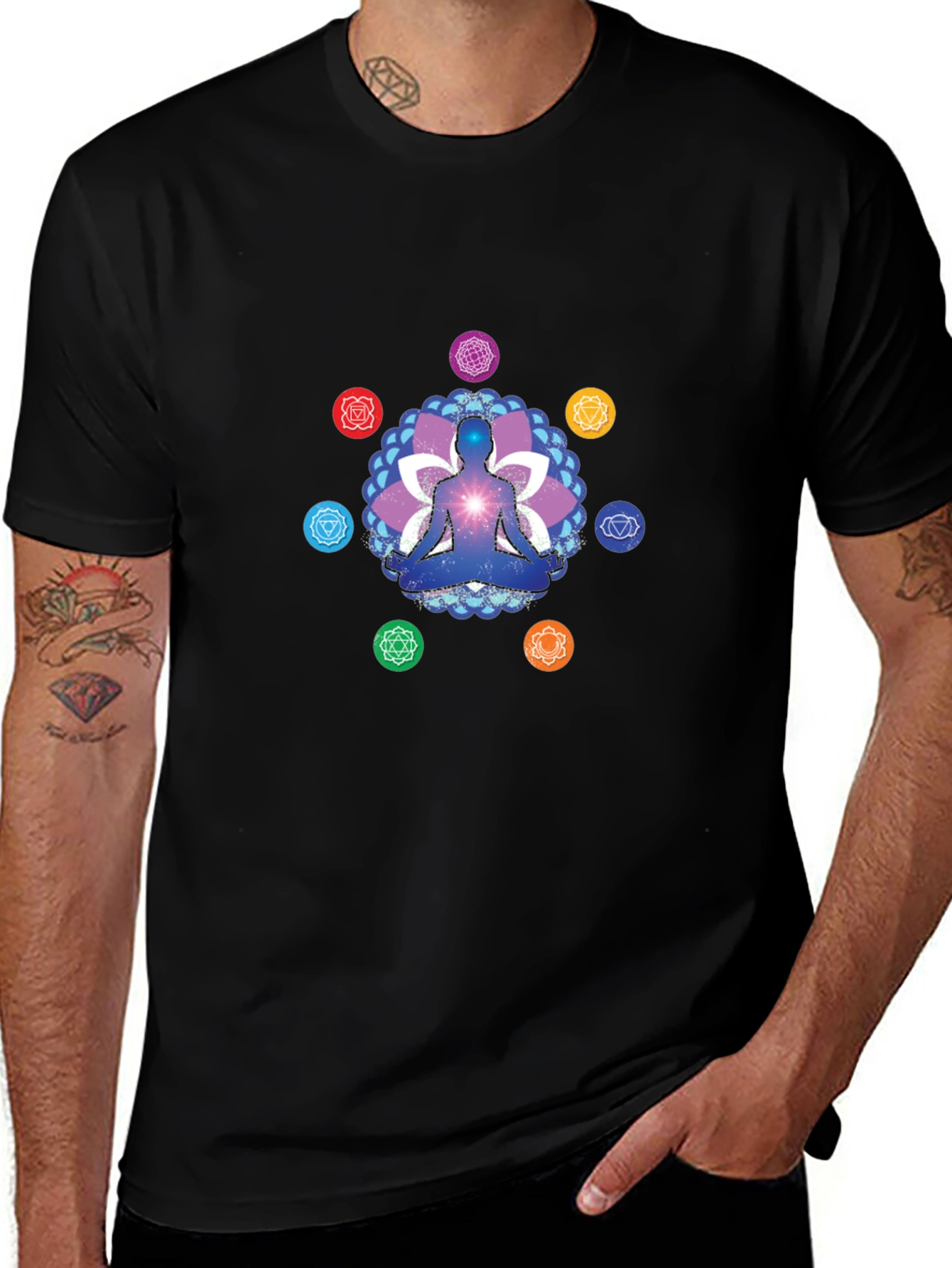 Chakra Meditation Graphic Tee - Spiritual T-Shirt