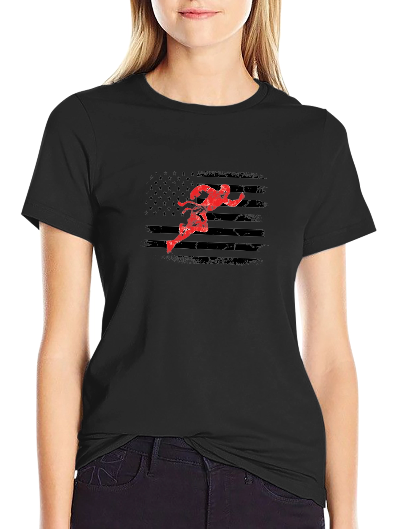 Karate American Flag Graphic T-Shirt - Black