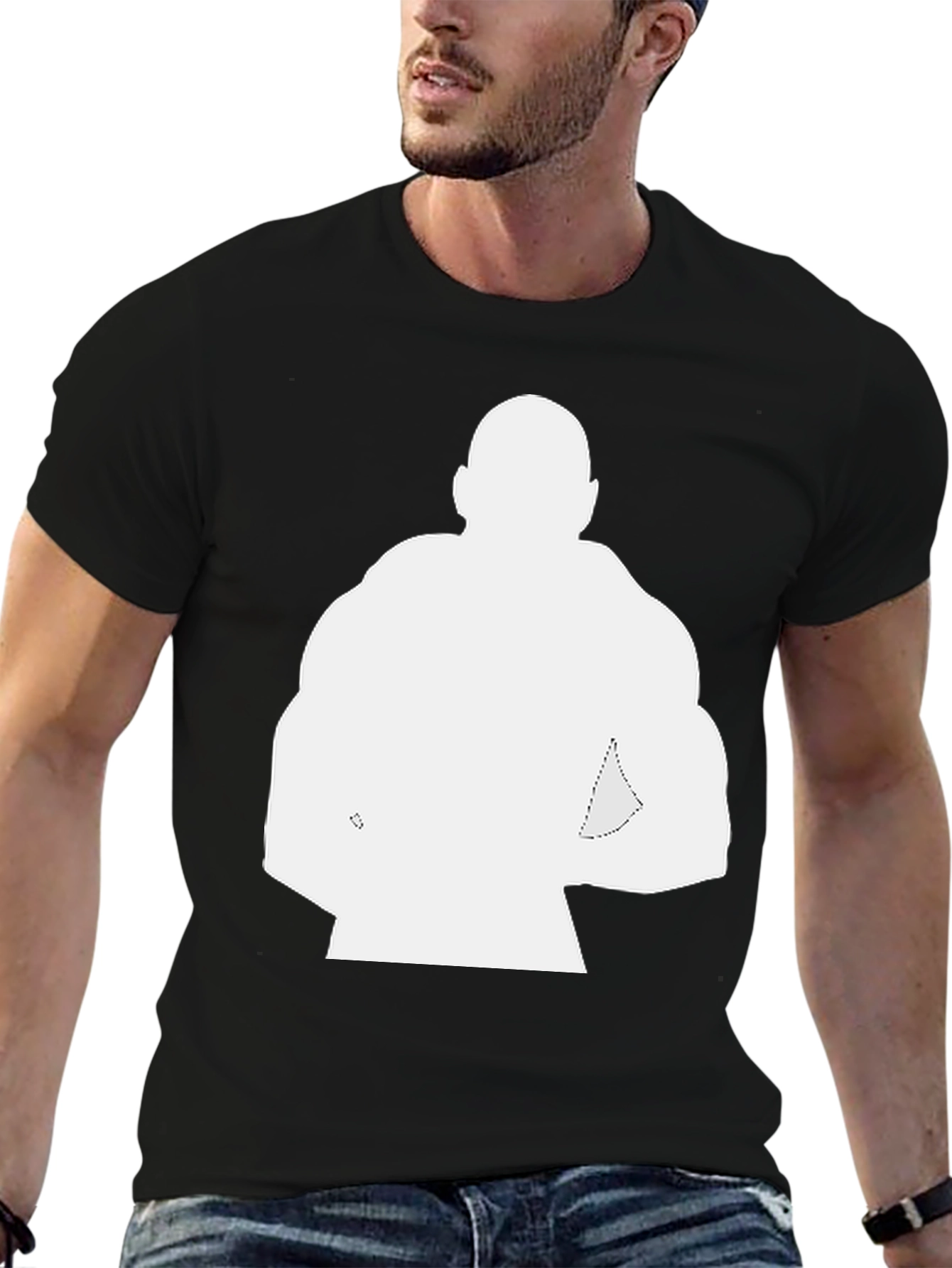 Black T-Shirt with Bodybuilder Silhouette