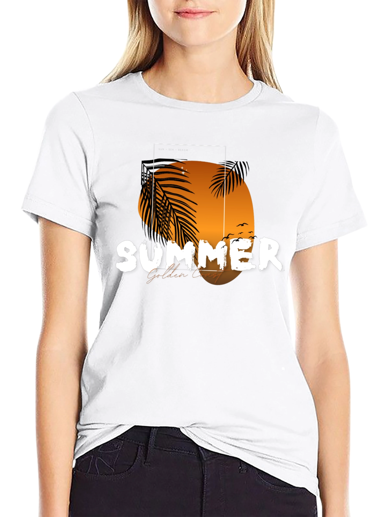 Summer Golden Coast T-Shirt - Black Graphic Tee