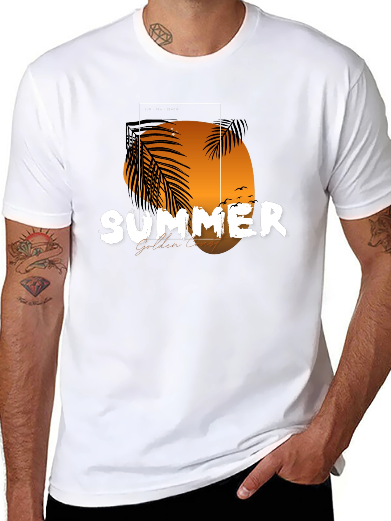 Summer Golden Coast T-Shirt - Black Graphic Tee