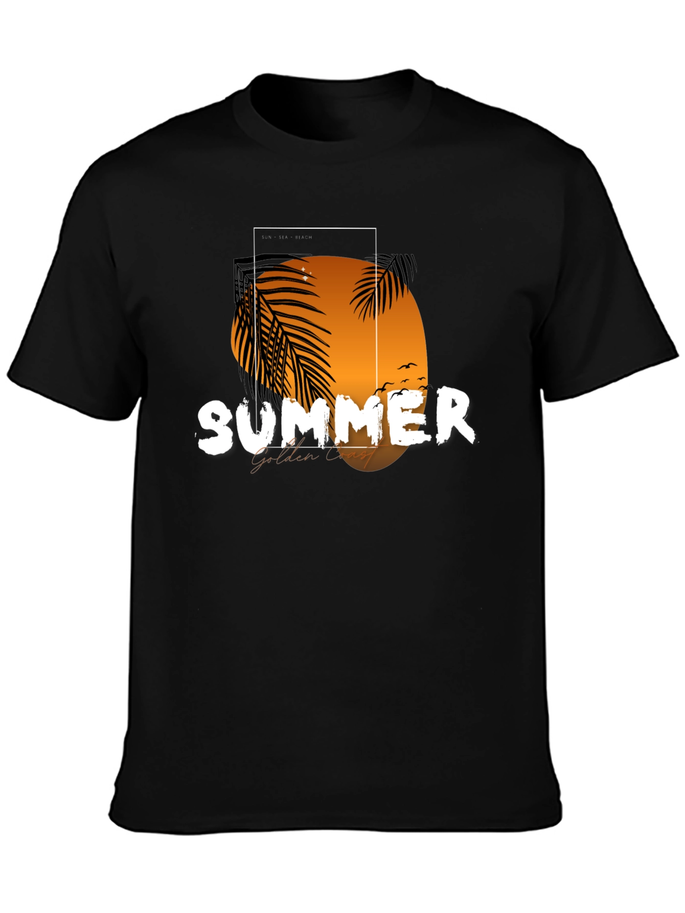 Summer Golden Coast T-Shirt - Black Graphic Tee