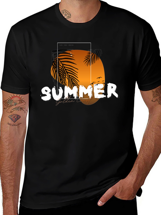 Summer Golden Coast T-Shirt - Black Graphic Tee