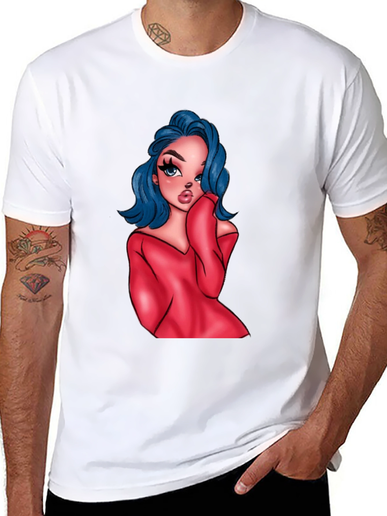 Cartoon Girl Graphic Black T-Shirt