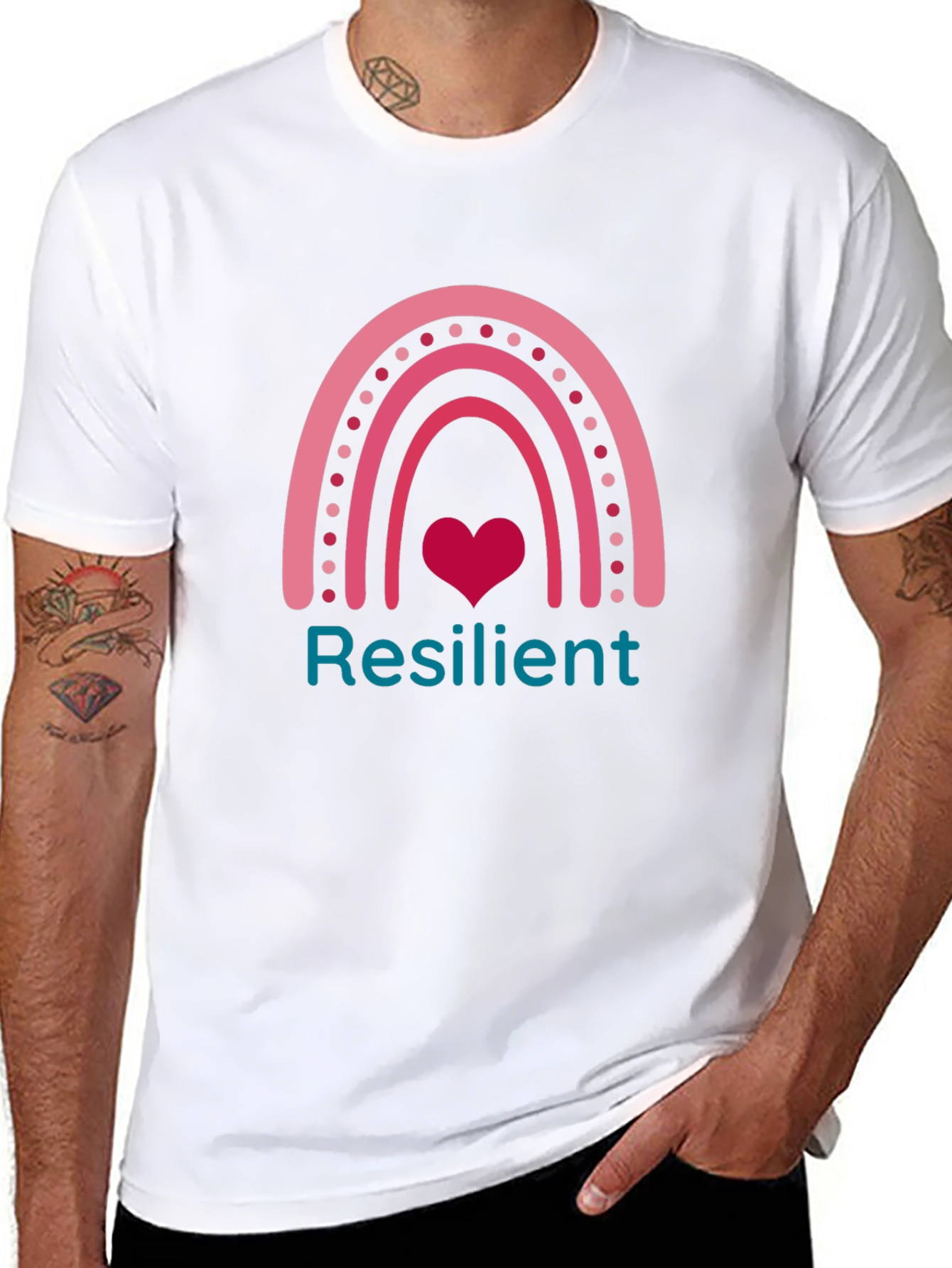 Resilient Rainbow Heart T-Shirt - Positive Vibes
