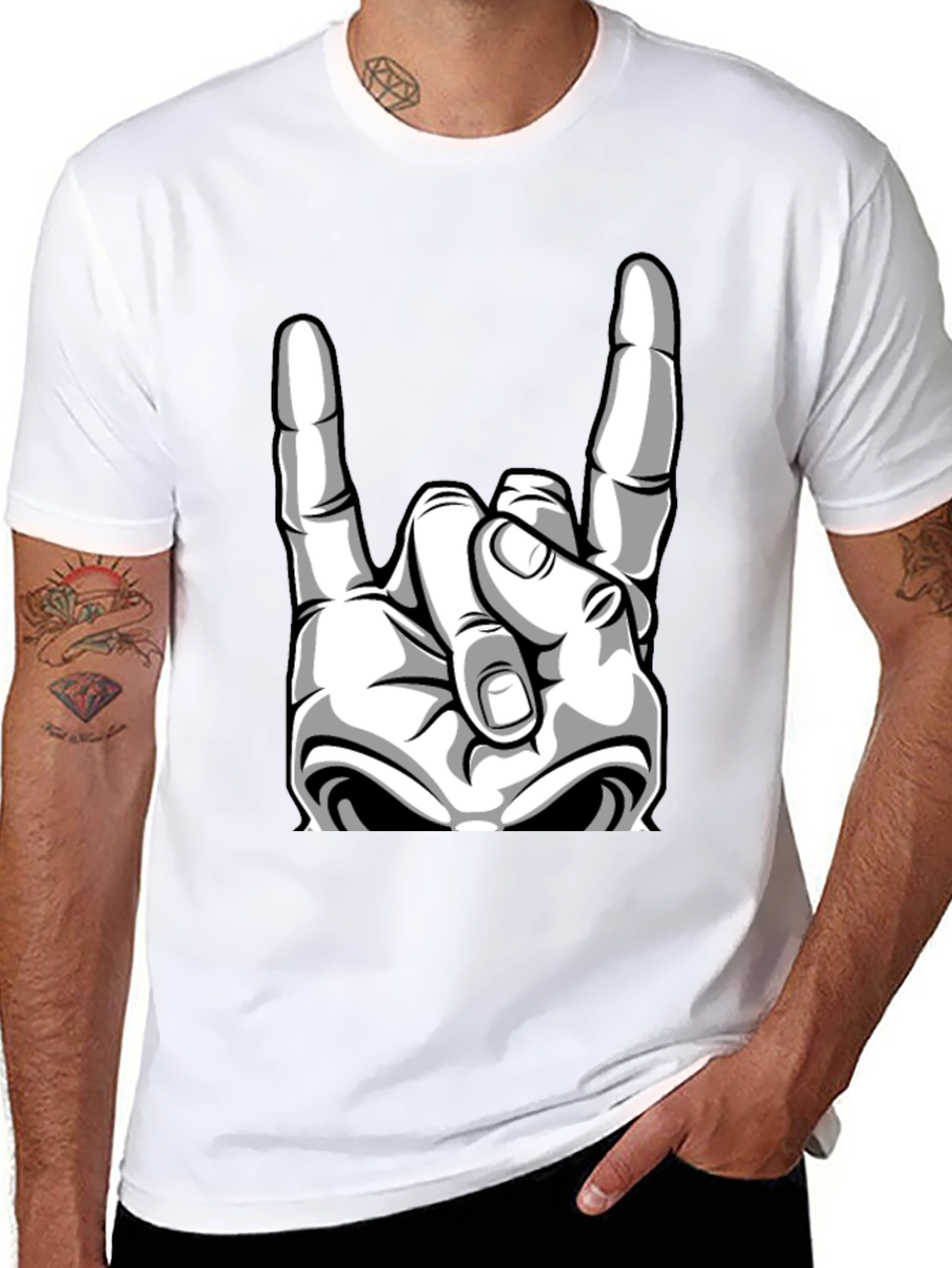Rock On Graphic Tee - Black Cotton T-Shirt