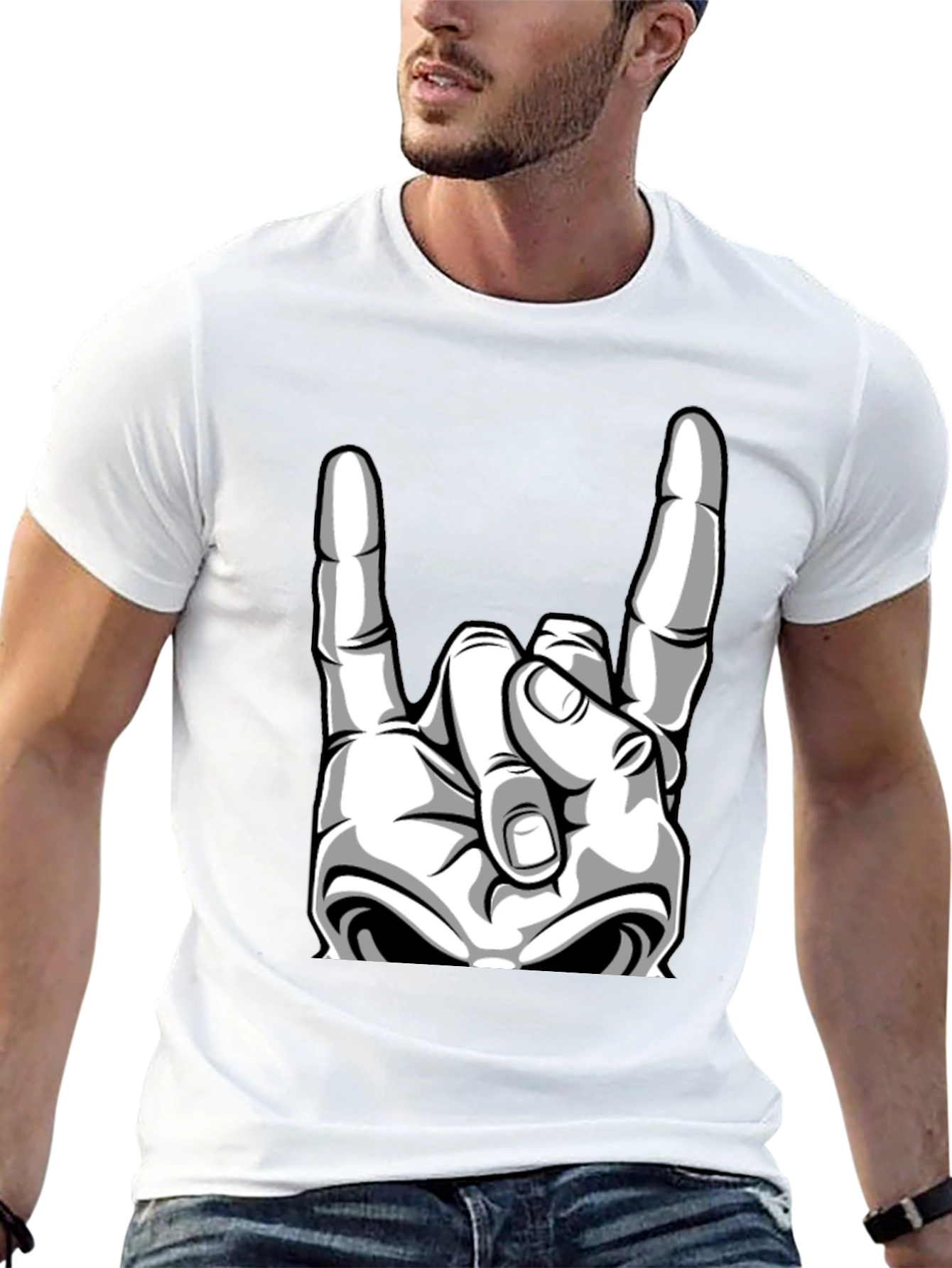 Rock On Graphic Tee - Black Cotton T-Shirt