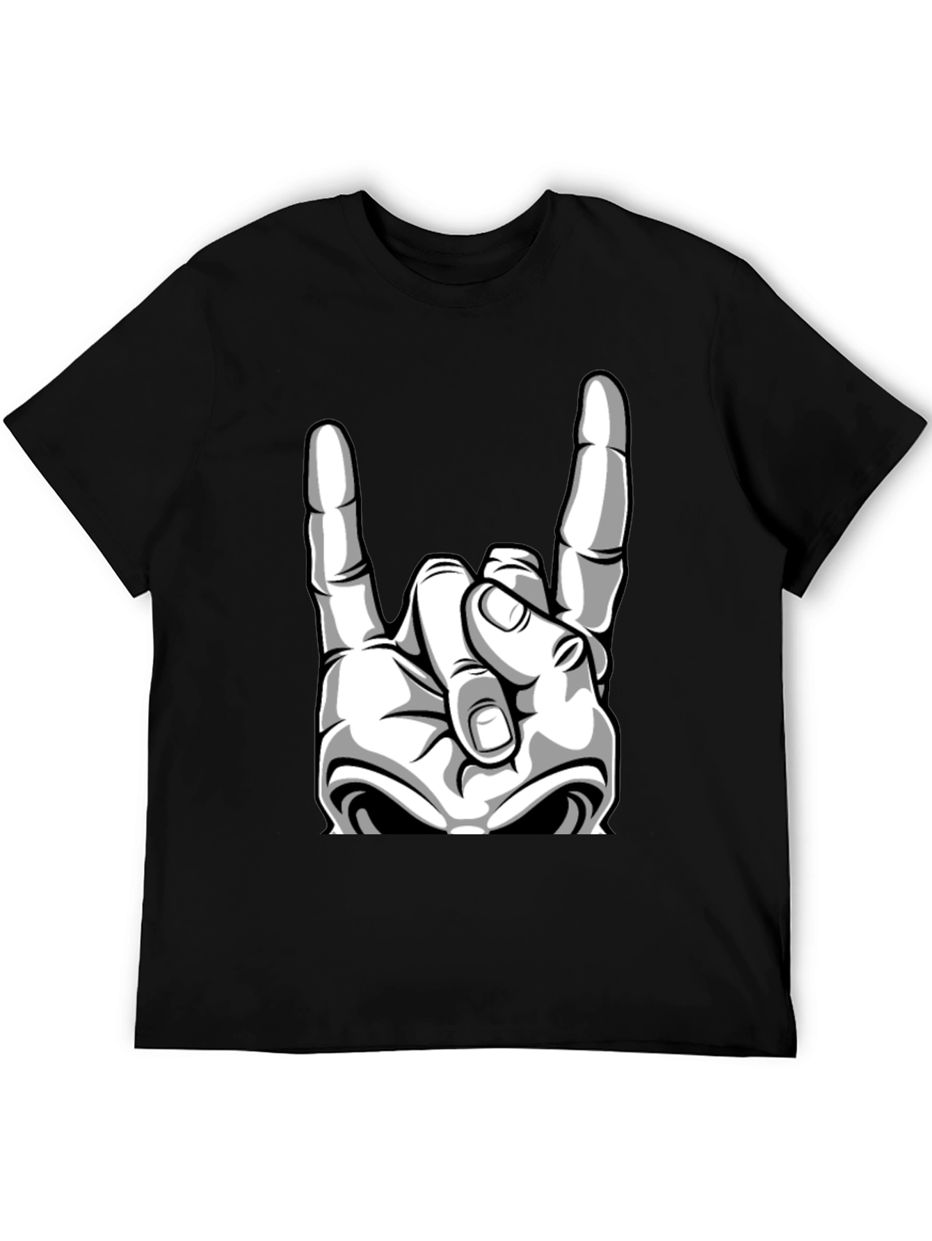 Rock On Graphic Tee - Black Cotton T-Shirt