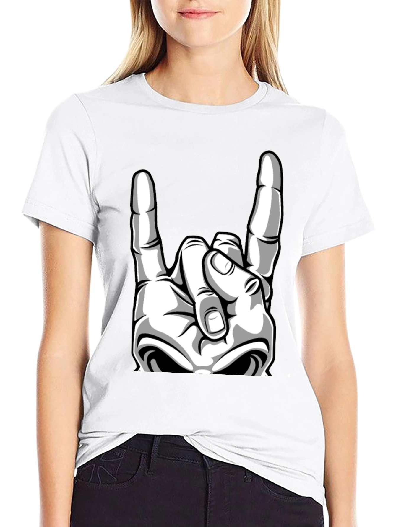 Rock On Graphic Tee - Black Cotton T-Shirt