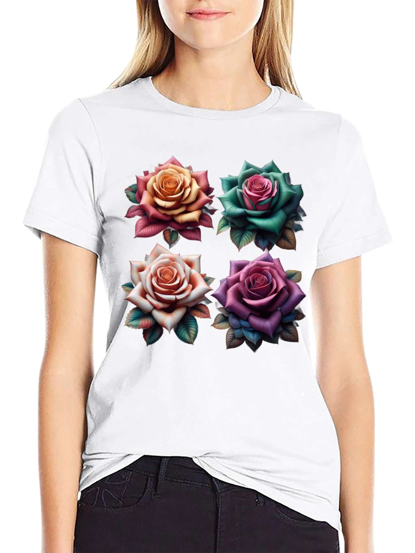 Floral Roses Graphic T-Shirt - Unique Design