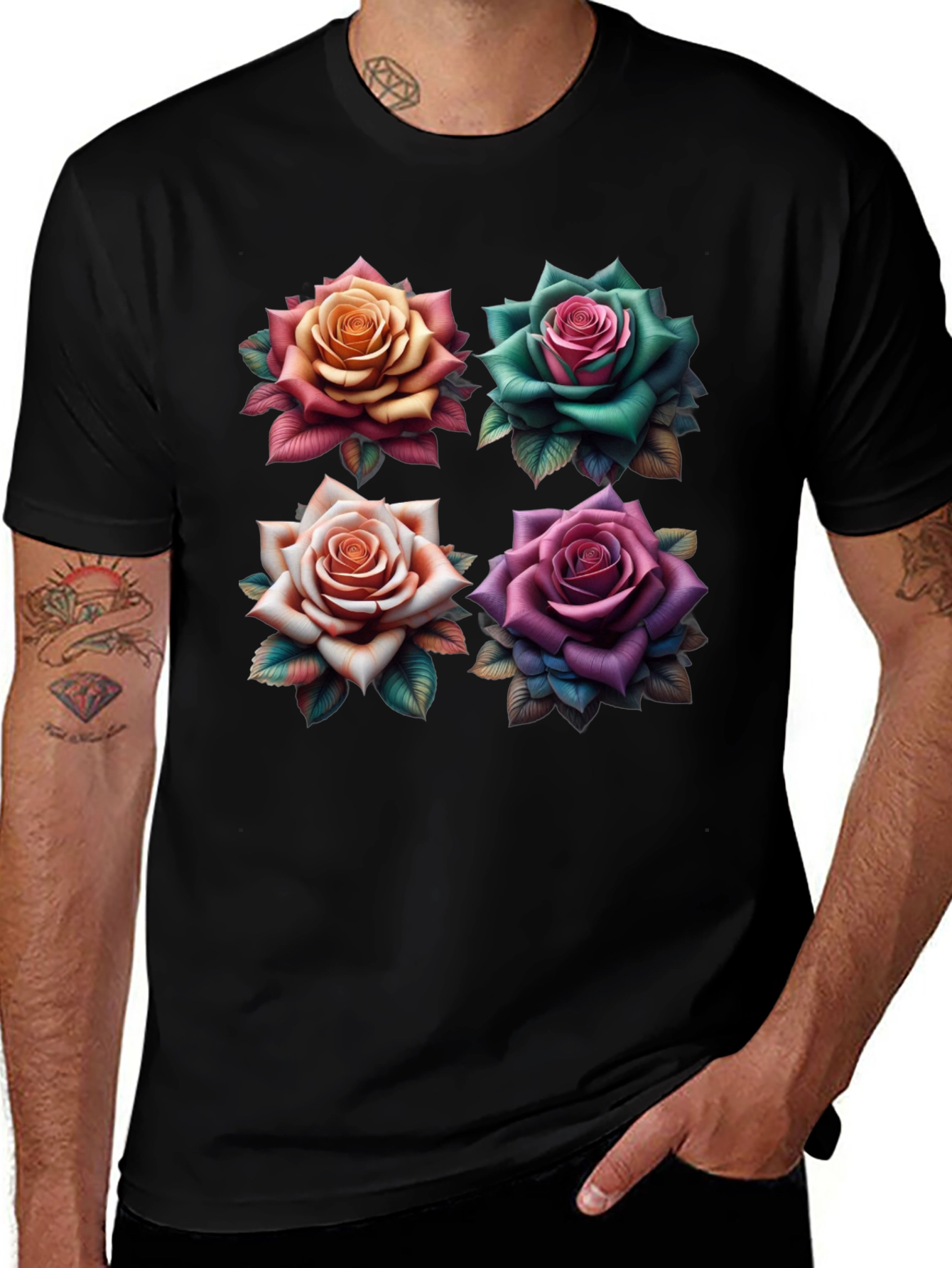 Floral Roses Graphic T-Shirt - Unique Design
