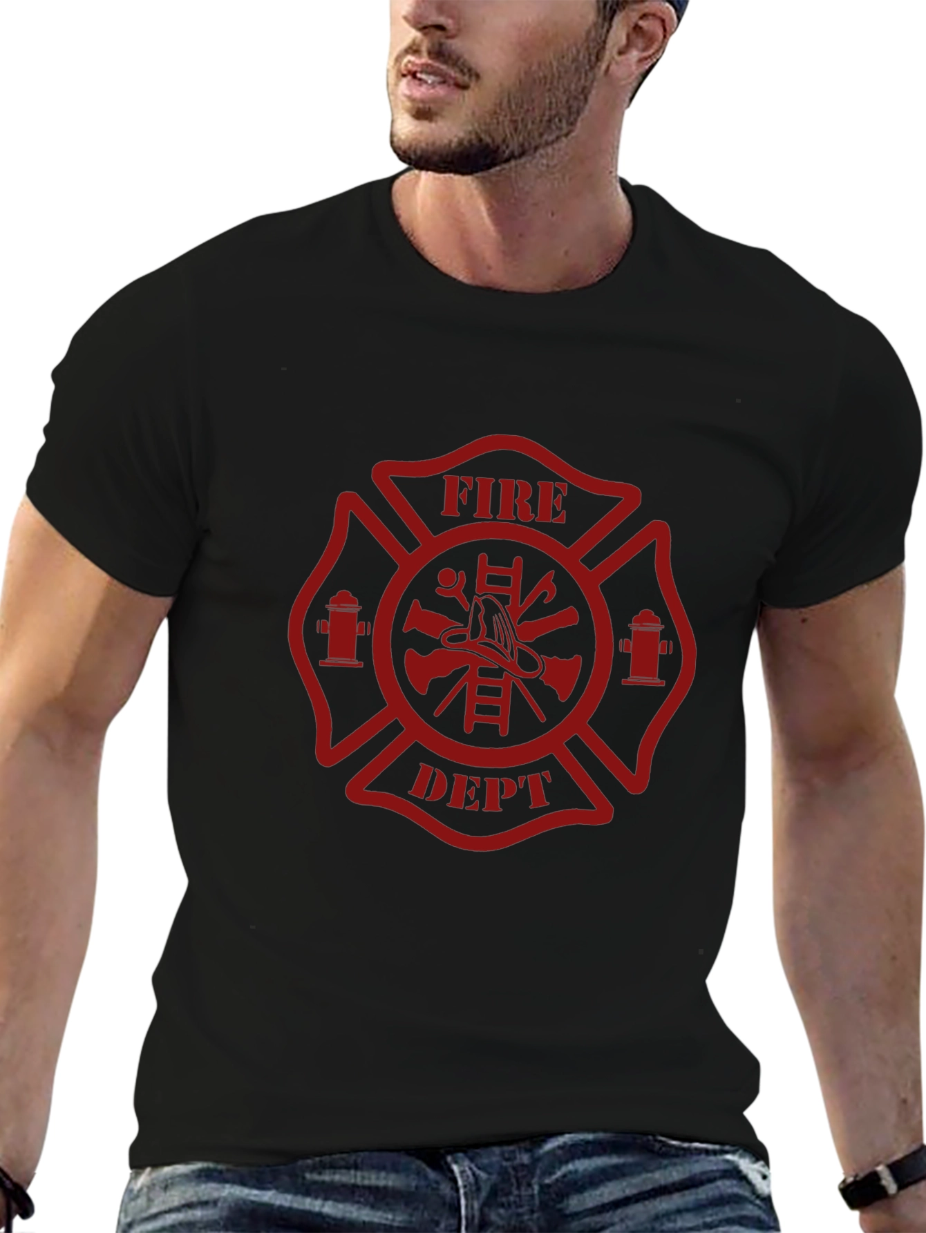 Fire Dept. T-Shirt - Maltese Cross Firefighter Design
