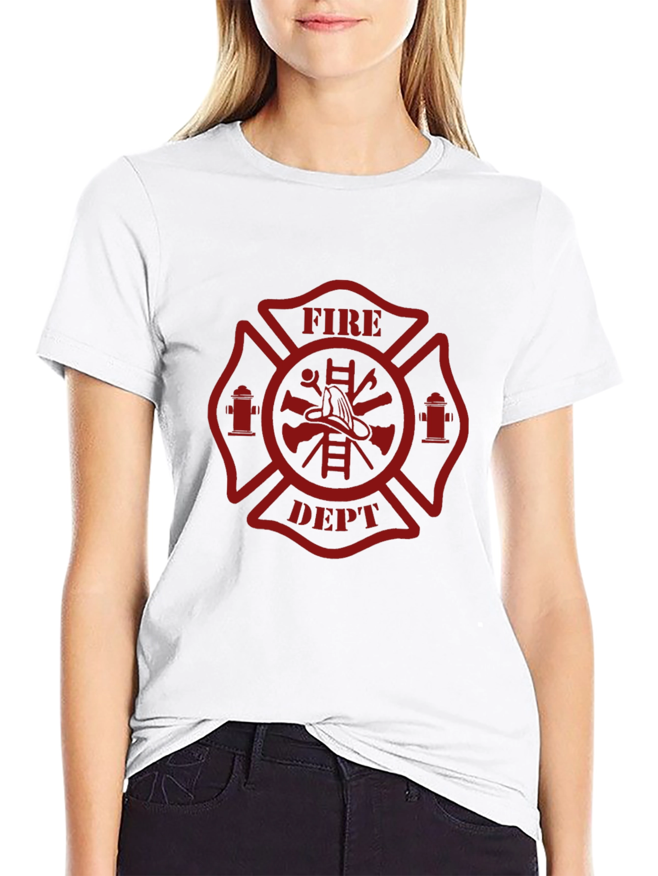 Fire Dept. T-Shirt - Maltese Cross Firefighter Design