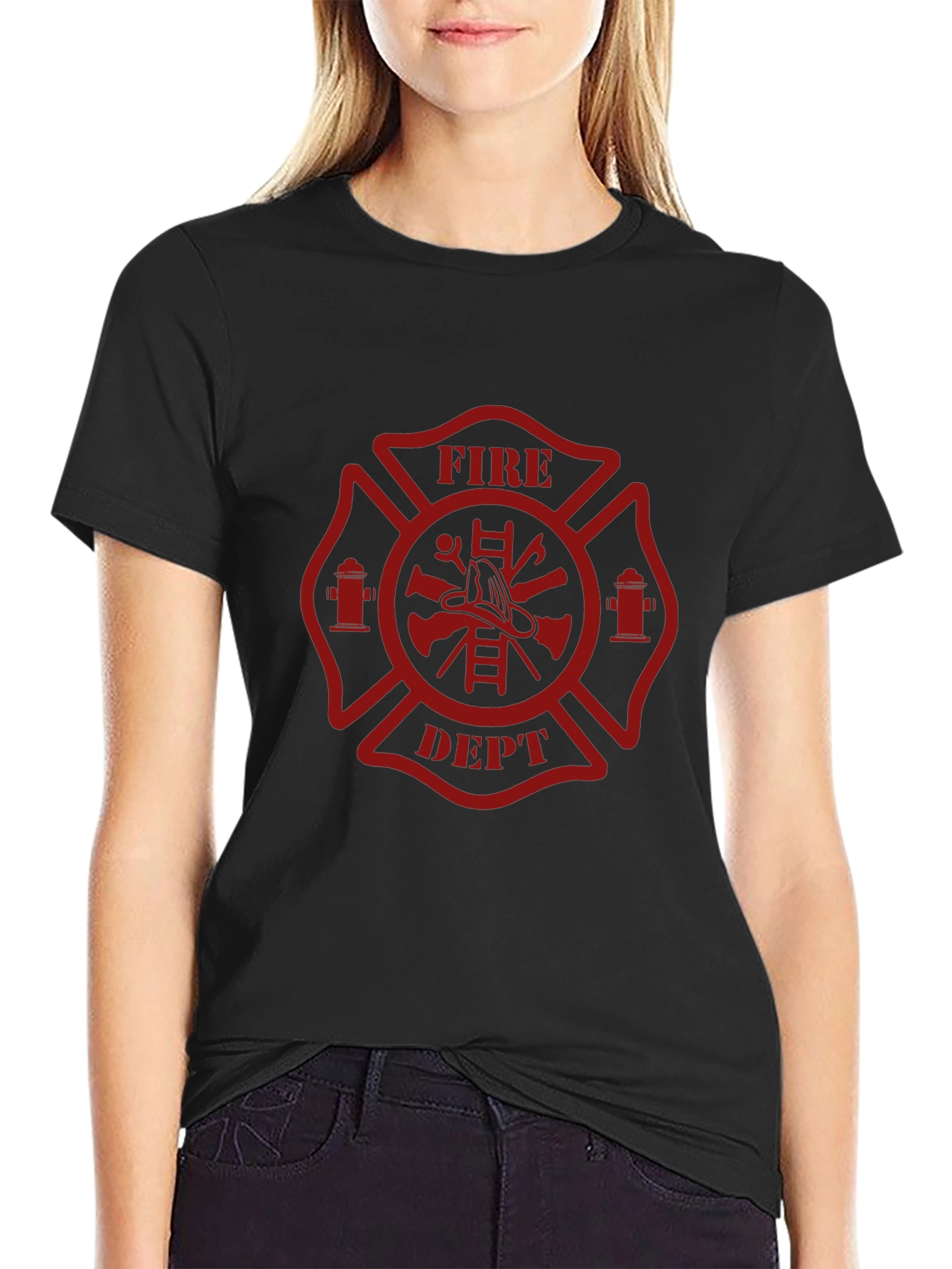 Fire Dept. T-Shirt - Maltese Cross Firefighter Design