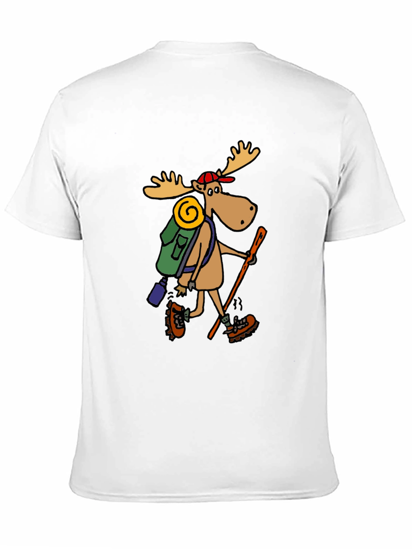Hiking Moose Graphic Tee - Black Cotton T-Shirt