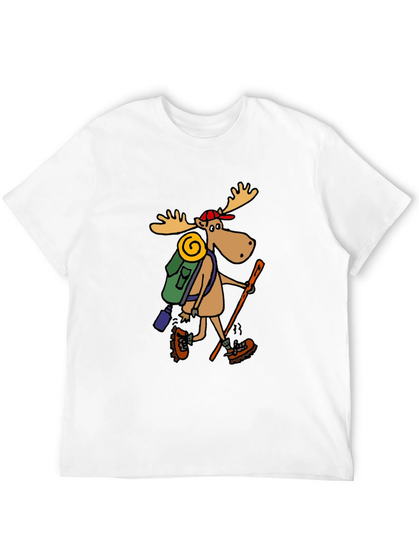 Hiking Moose Graphic Tee - Black Cotton T-Shirt