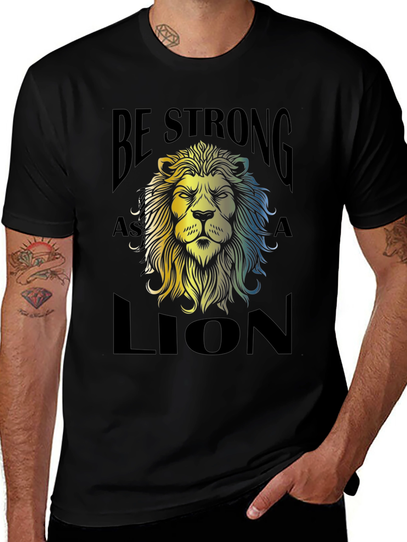 Be Strong as a Lion Graphic Tee - Black