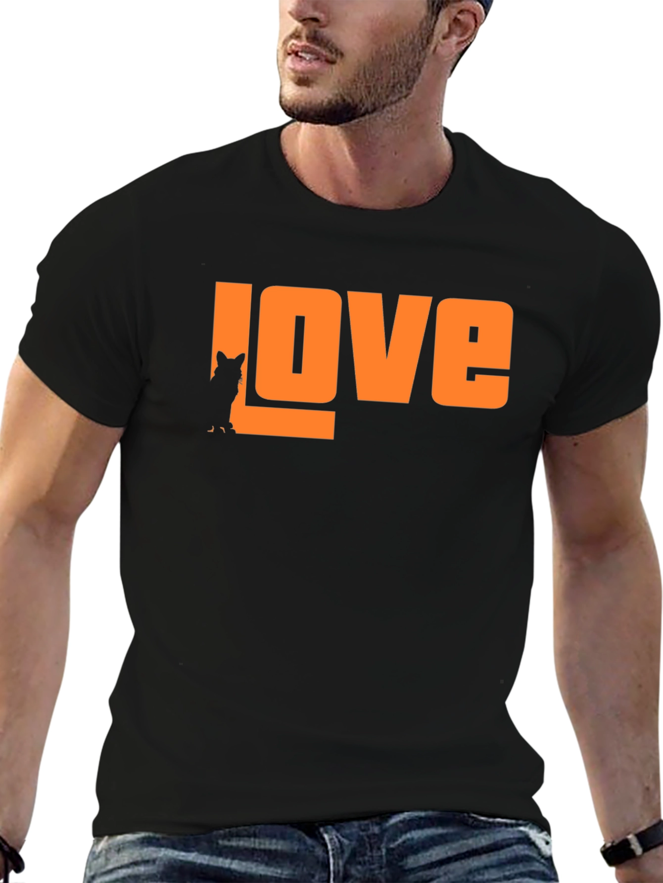 Love Cat Silhouette T-Shirt - Stylish Graphic Tee
