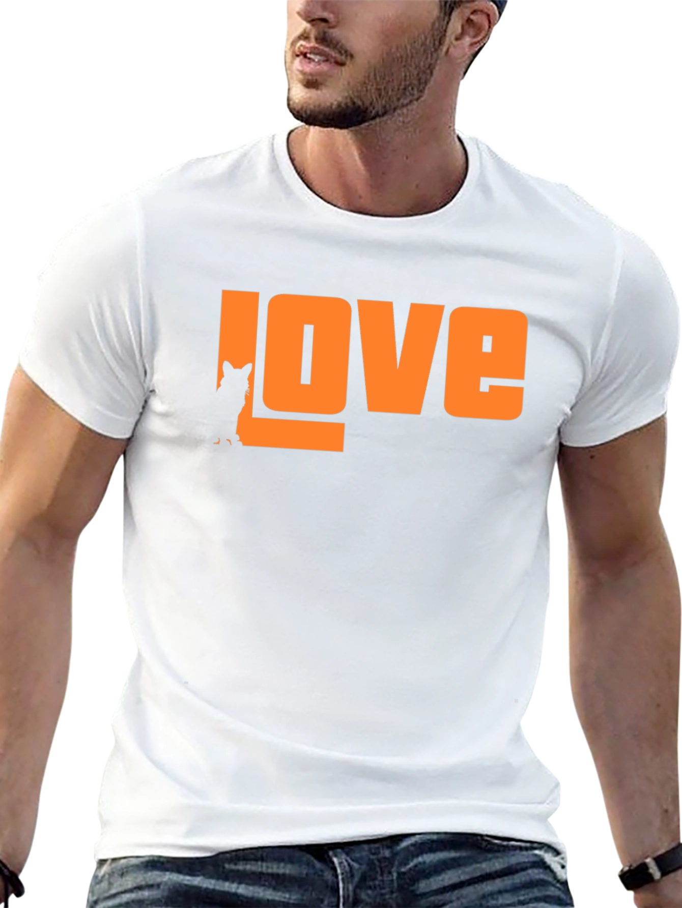 Love Cat Silhouette T-Shirt - Stylish Graphic Tee