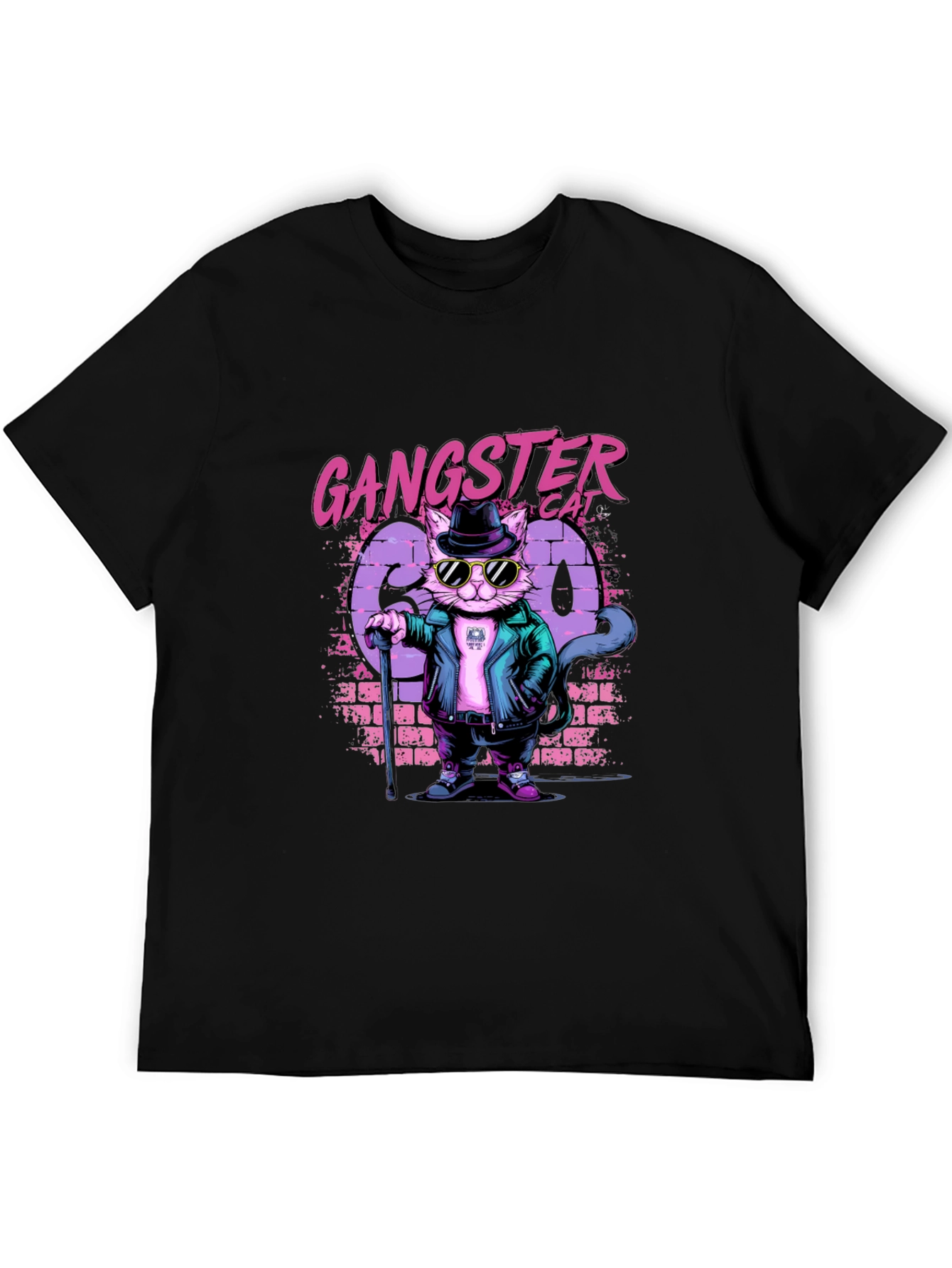 Gangster Cat Graphic T-Shirt