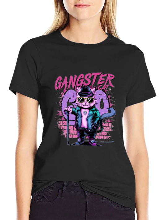 Gangster Cat Graphic T-Shirt