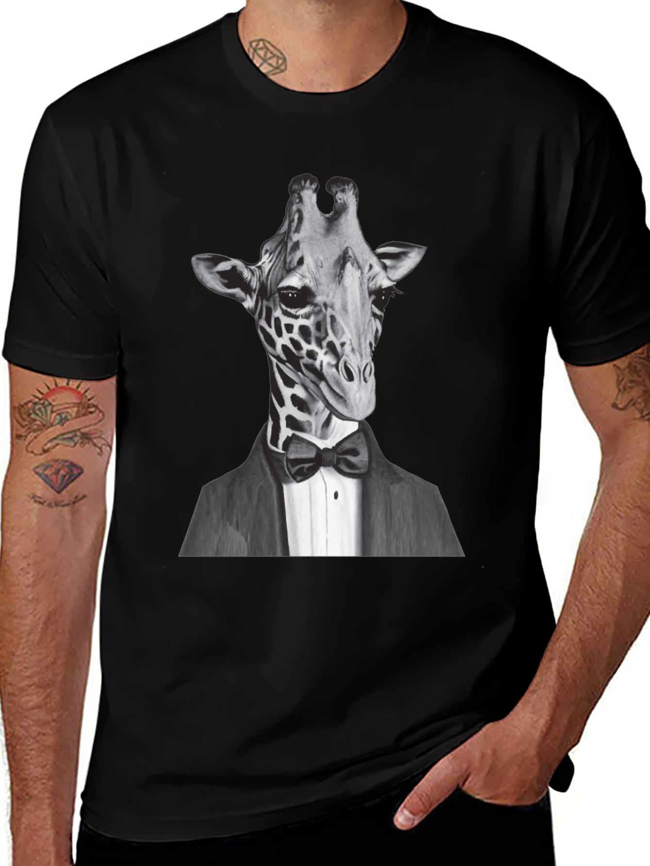Giraffe Tuxedo T-Shirt - Animal Lover Tee