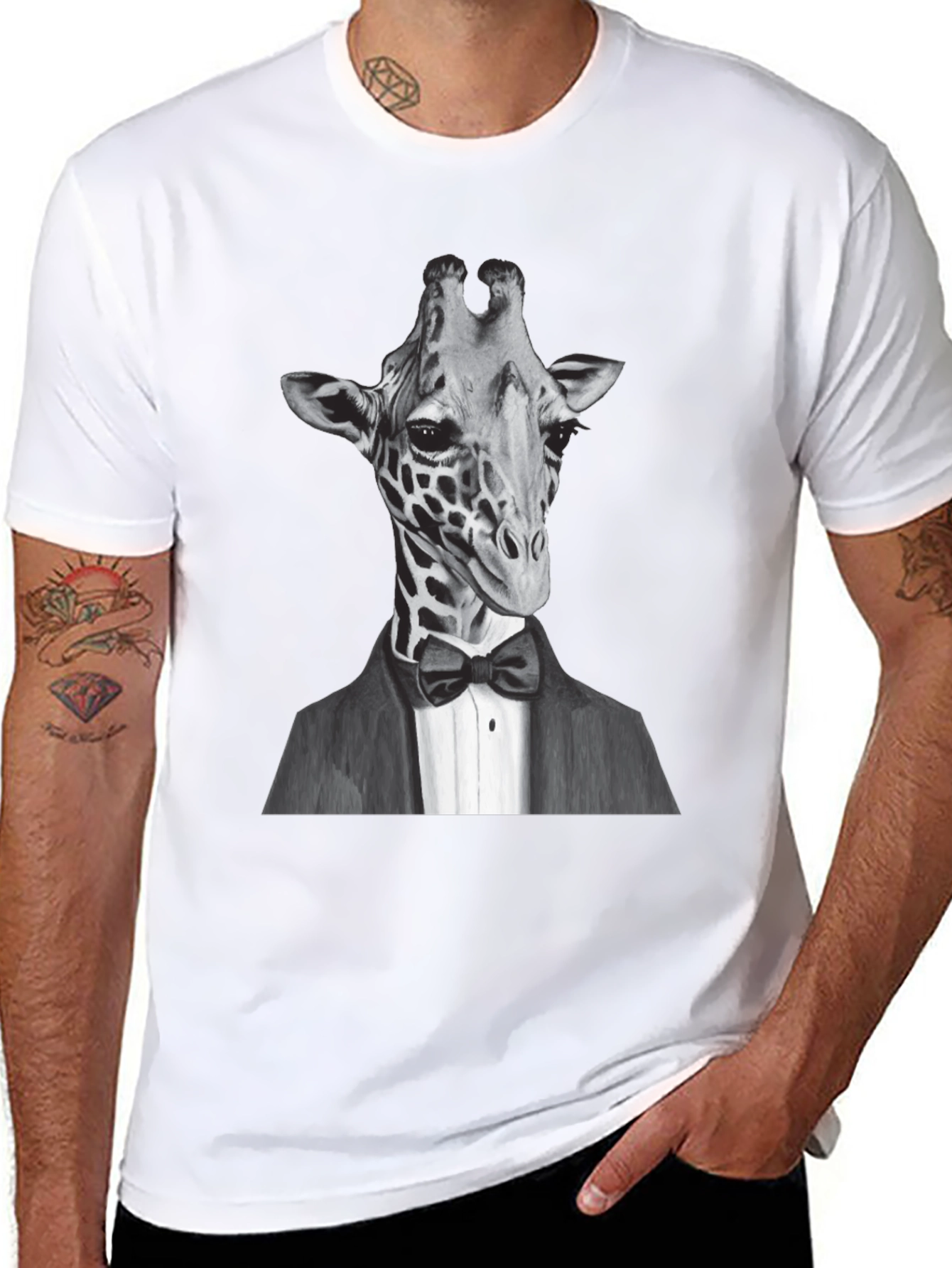 Giraffe Tuxedo T-Shirt - Animal Lover Tee