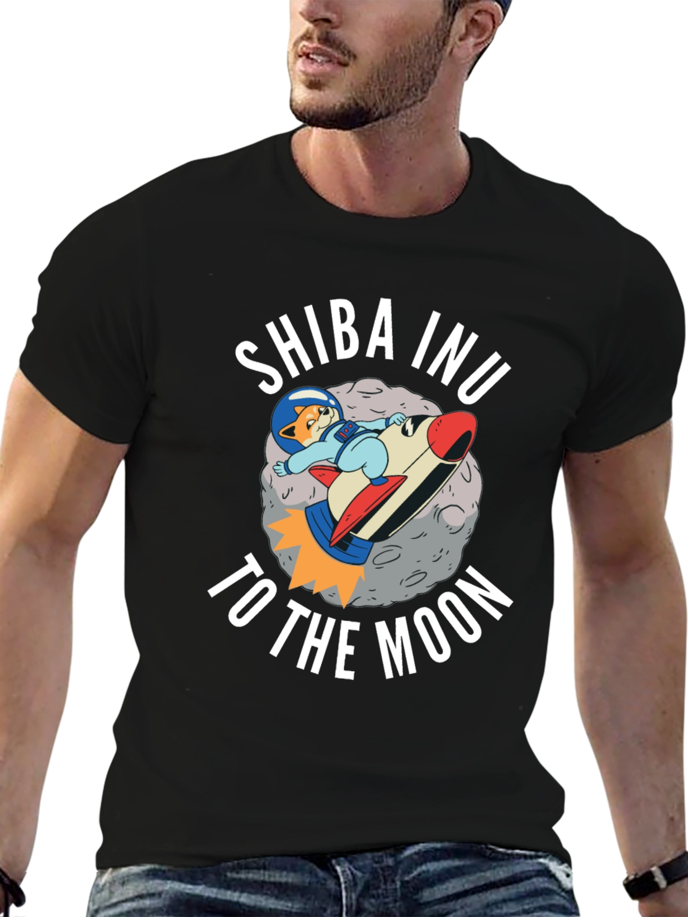 Shiba Inu to the Moon Black T-Shirt