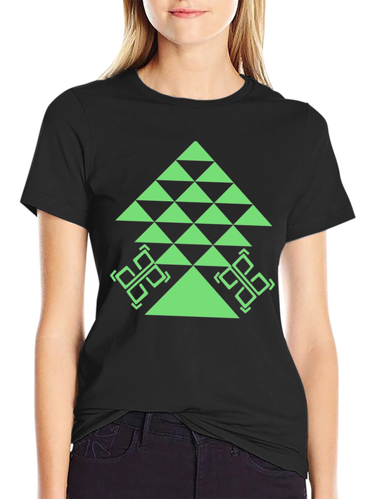 Geometric Tree Graphic Tee - Black Casual T-Shirt