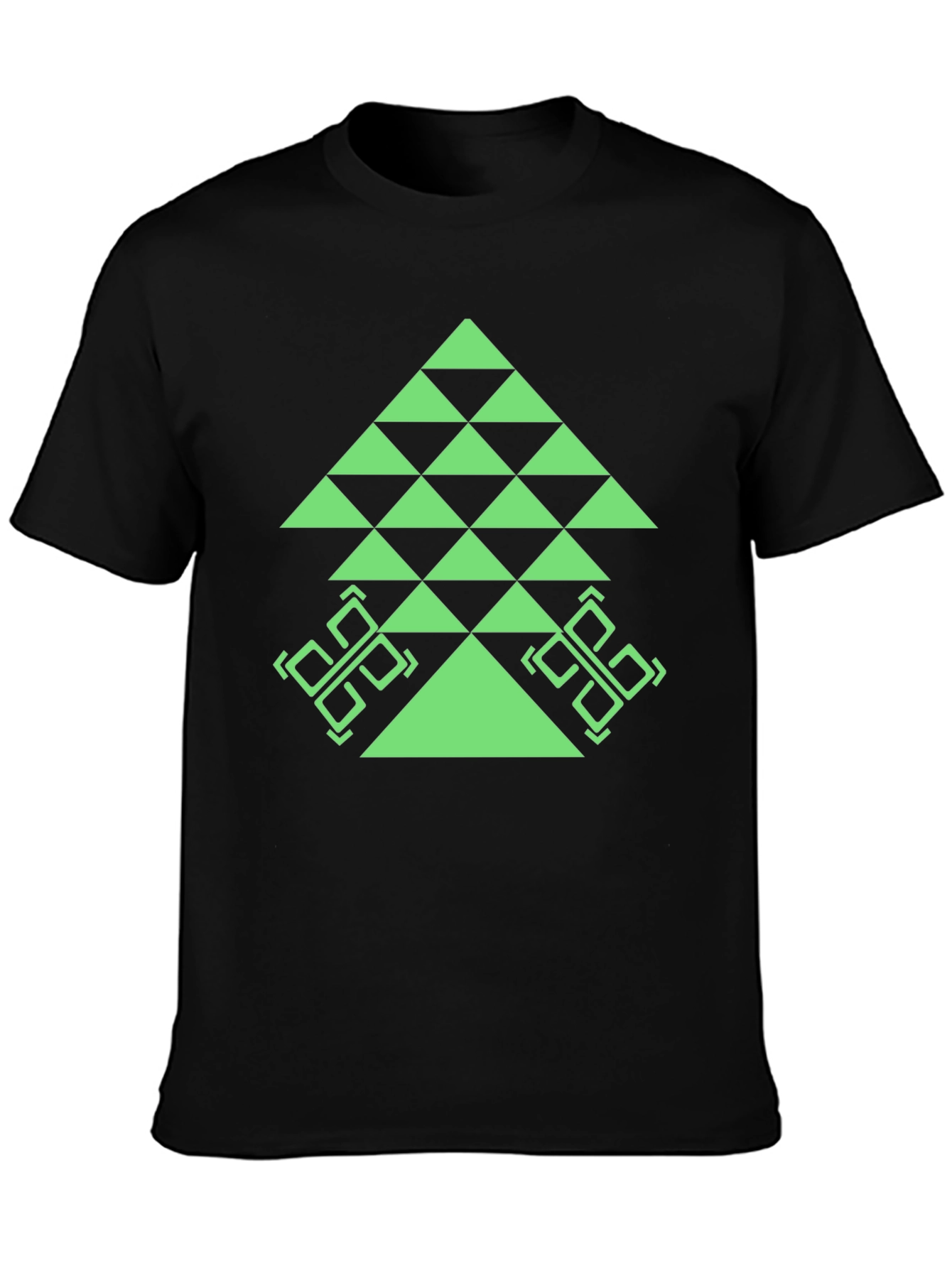 Geometric Tree Graphic Tee - Black Casual T-Shirt