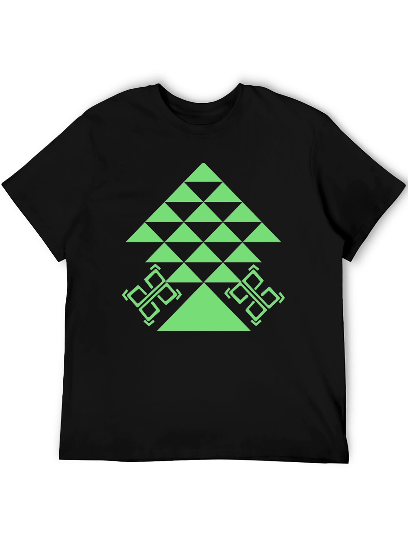 Geometric Tree Graphic Tee - Black Casual T-Shirt