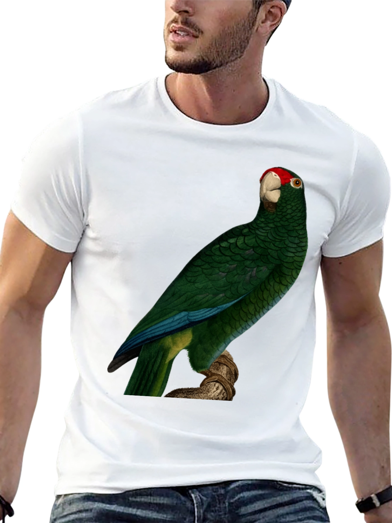 Green Parrot Print T-Shirt
