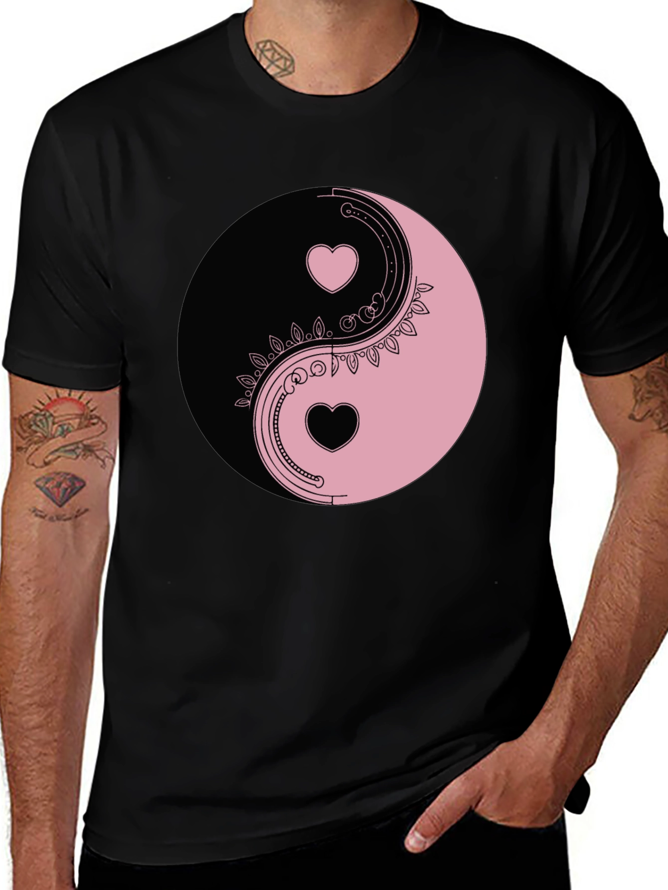 Yin Yang Hearts Graphic Tee - Black