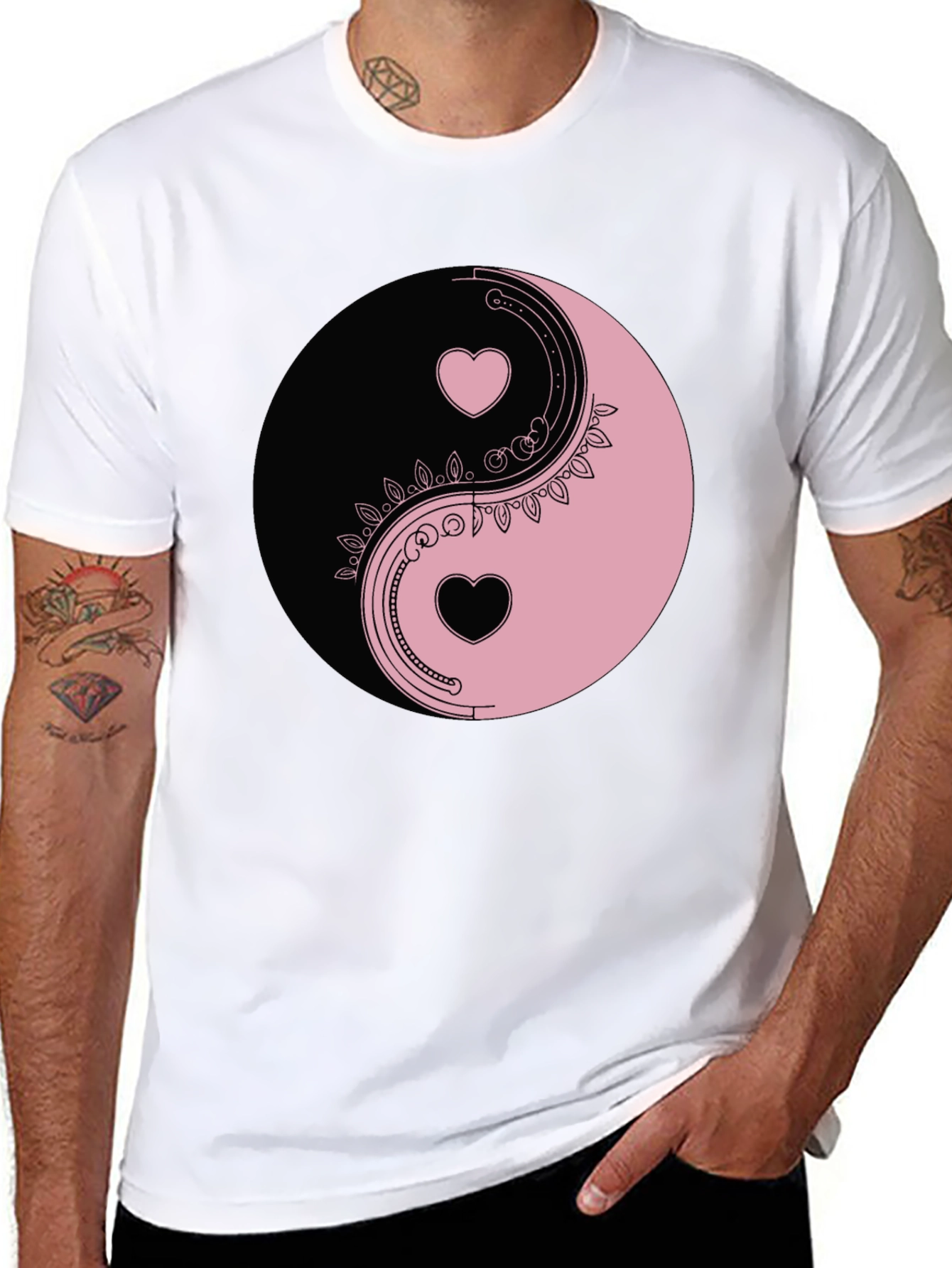 Yin Yang Hearts Graphic Tee - Black