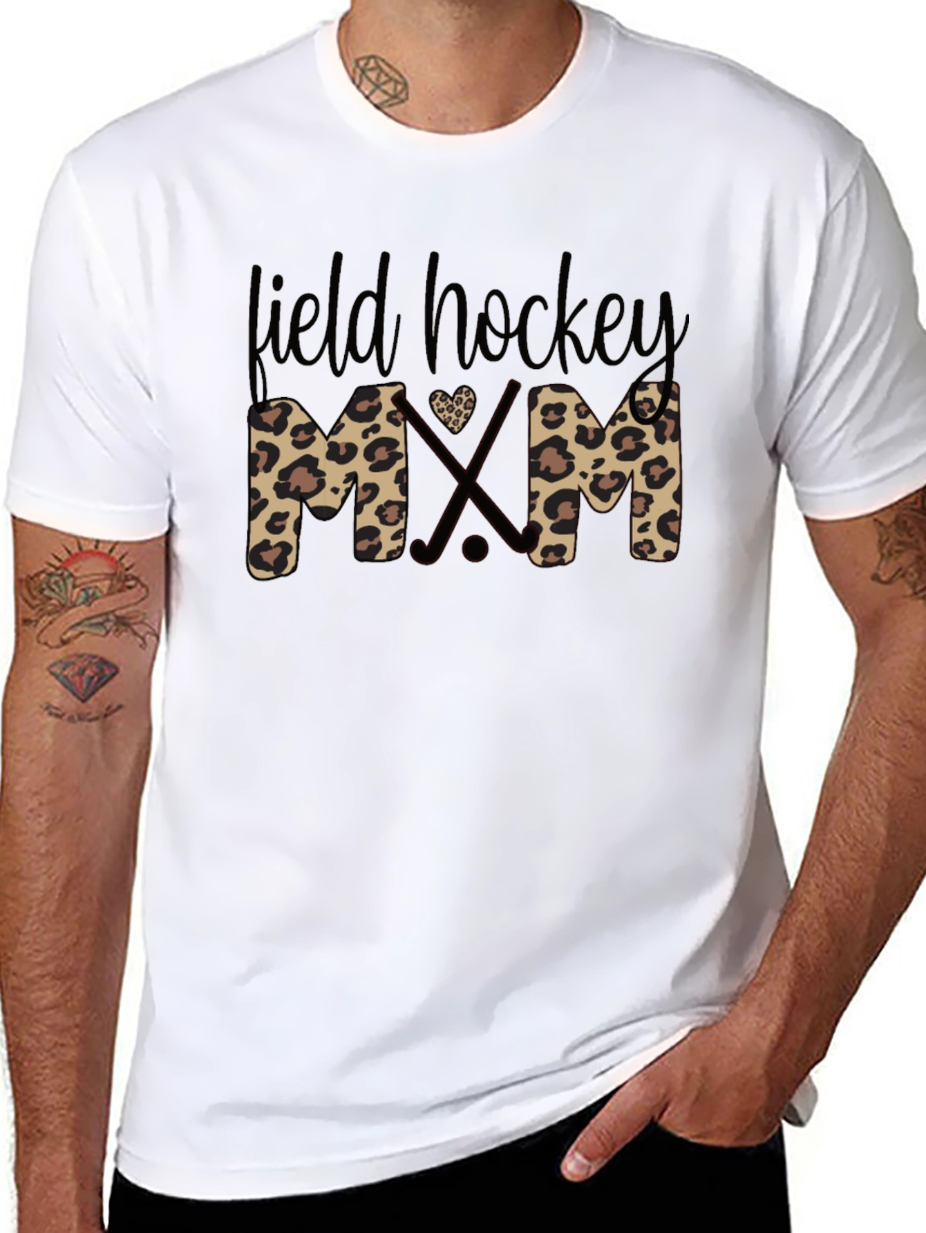 Field Hockey Mom Leopard Print T-Shirt