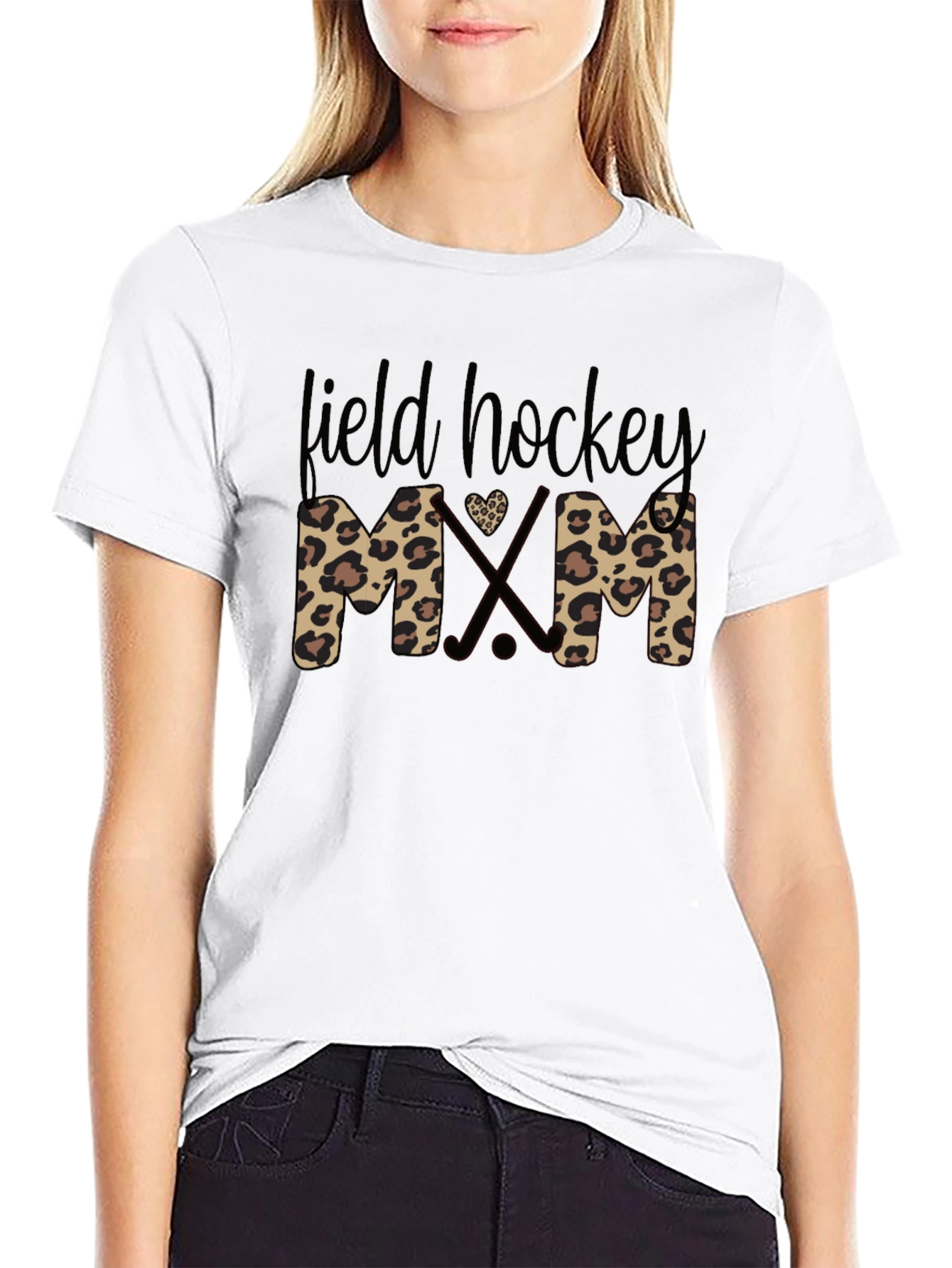 Field Hockey Mom Leopard Print T-Shirt