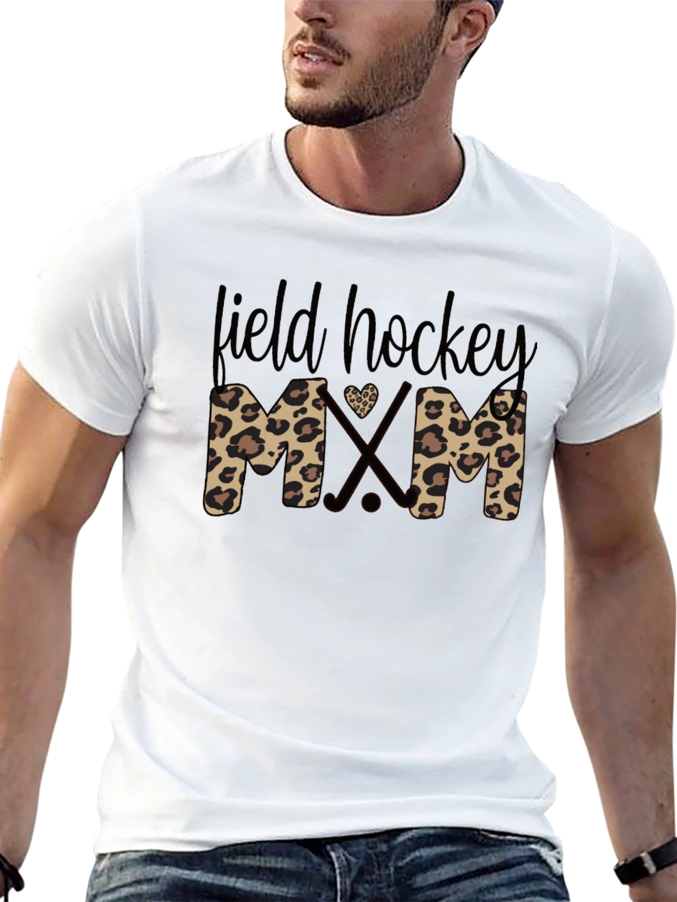 Field Hockey Mom Leopard Print T-Shirt