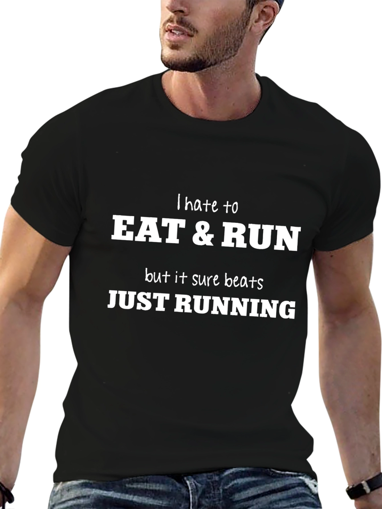 Eat & Run Funny Graphic Tee Shirt