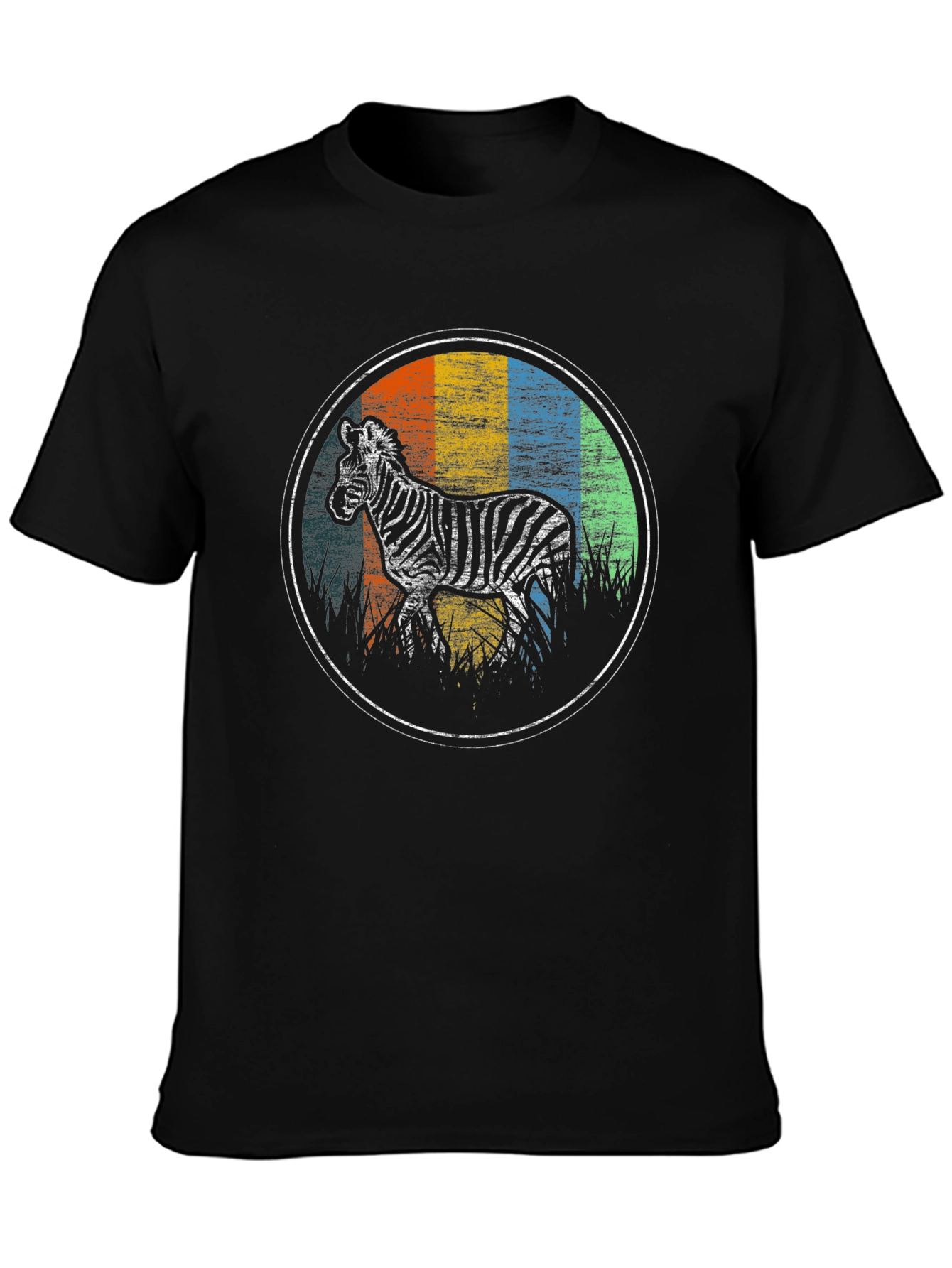 Retro Zebra Graphic Tee - Black T-Shirt