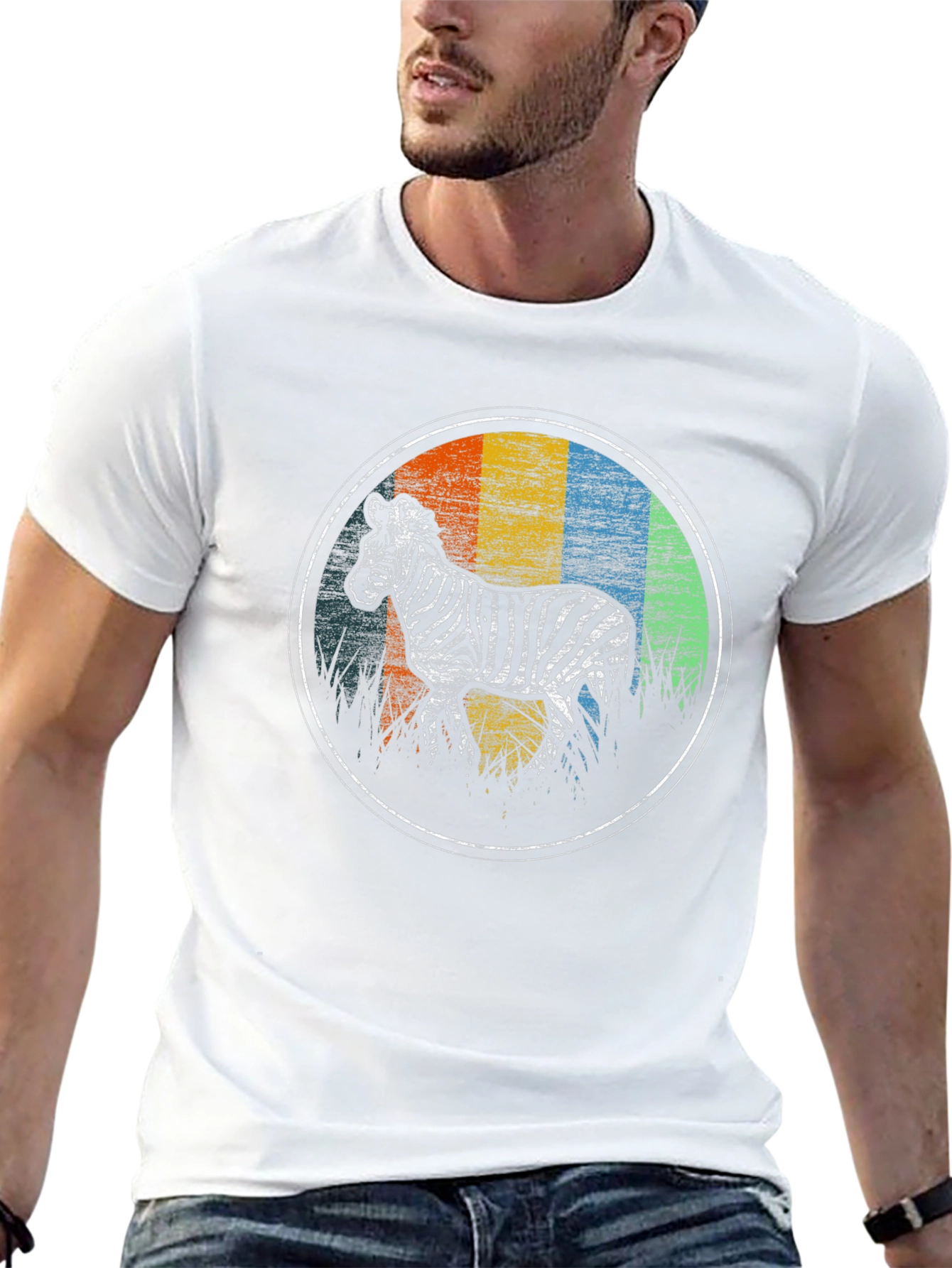 Retro Zebra Graphic Tee - Black T-Shirt